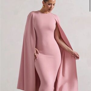 Club L (London) MATERNITY Cape Dress in Pink